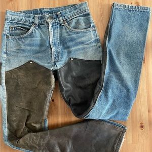 Orange tag Levi’s with leather